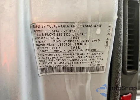 2006 Volkswagen Touareg 3.2 z USA, uszkodzony, nr VIN WVGZG77L96D020773